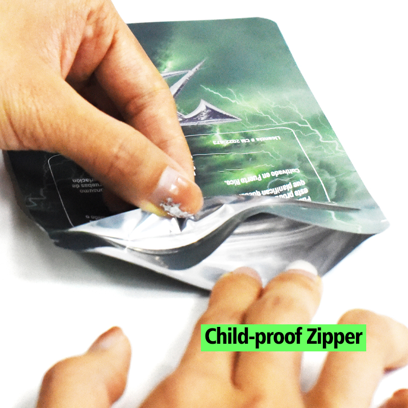 Custom Printed Exposed Foil Stand up Pouch with Child Proof Zipper for Cannabis - image 5