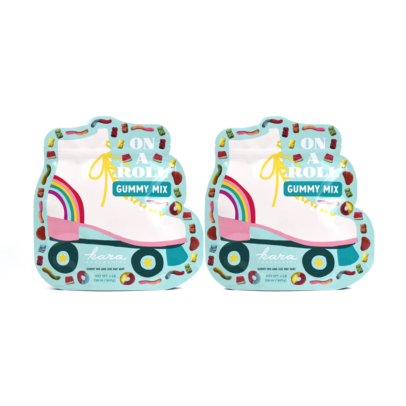 Customized Glossy Finish Die Cut Shaped Pouch with Stand up Bottom for Gummy Mix - image 2