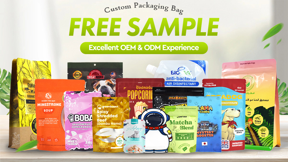 Custom Composite Plastic Stand up Pouch with Exposed Foil