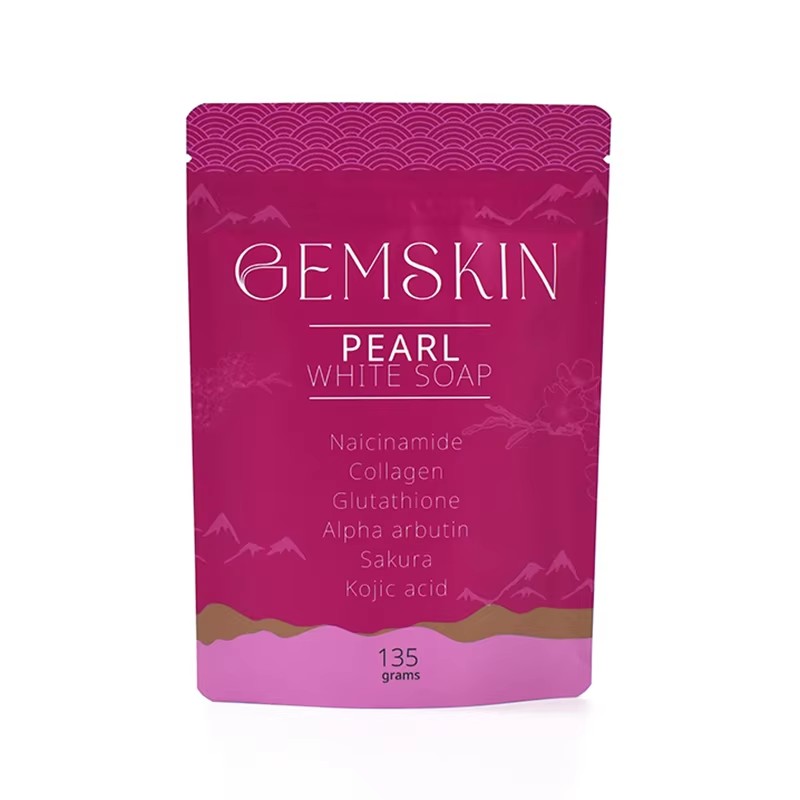 Customized Durable Stand up Pouch with Resealable Zipper for 135gram White Soap