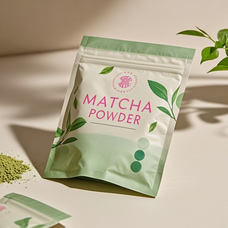 Customized Clear Printing Flat Pouch with Ziplock for Matcha Powder Mylar Bag - image 3