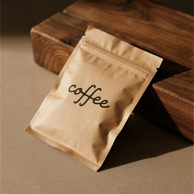 Customized Eco-friendly Kraft Paper Flat Pouch with Reusable Zipper for Coffee - image 4