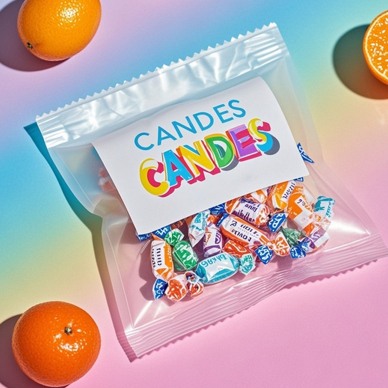 Wholesale Custom Printed Transparent Flat Pouch with Ziplock for Sweet Candy - image 2