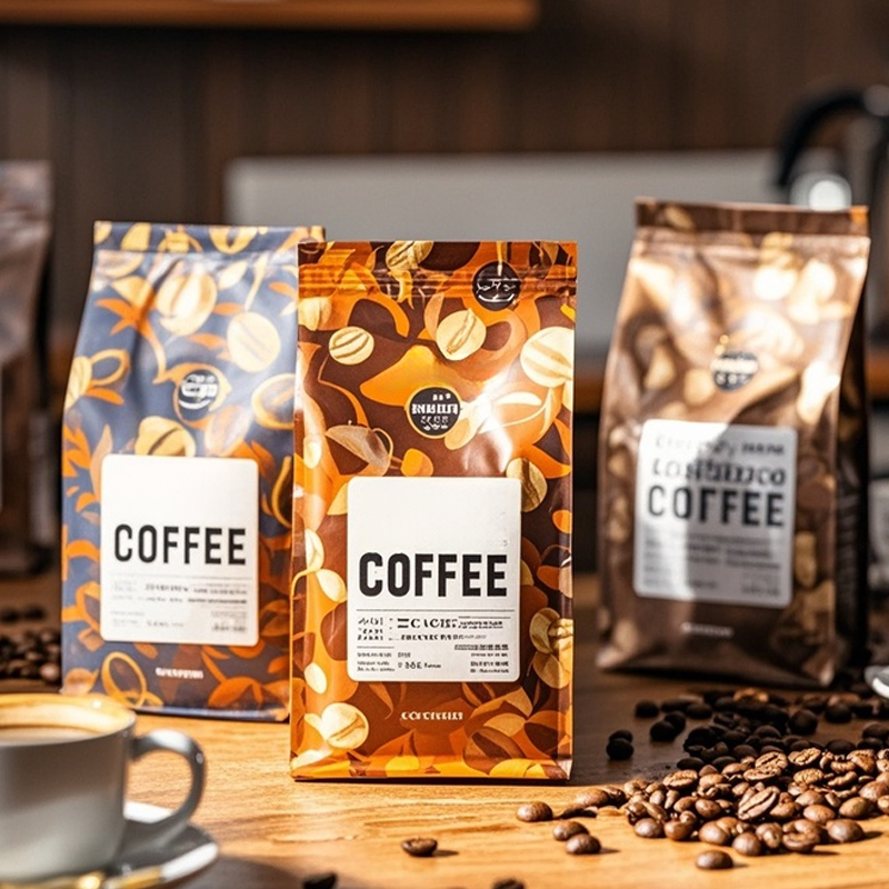 High End Customized Coffee Bean Storage Coffee Bags Packaging Flat Bottom Pouch