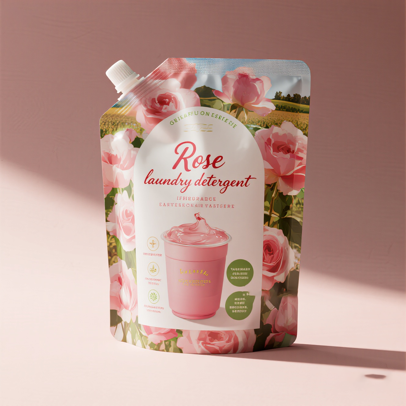 Customized Waterproof Spout Pouch for Rose Laundry Detergent Washing Liquid