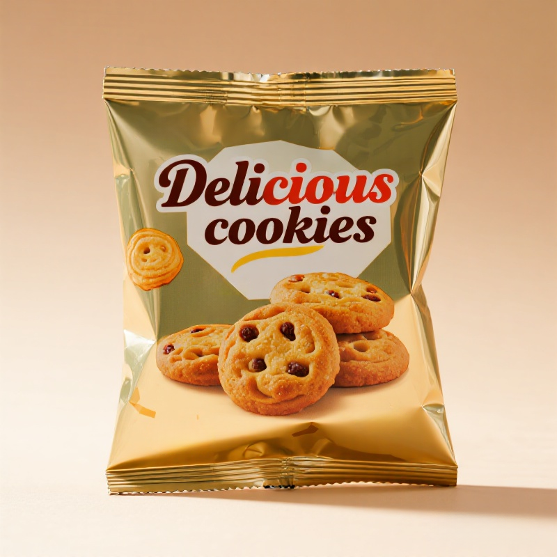 Customized Golden Glossy Finish Back Side Seal Bag for Delicious Cookies Mylar Bag - image 3