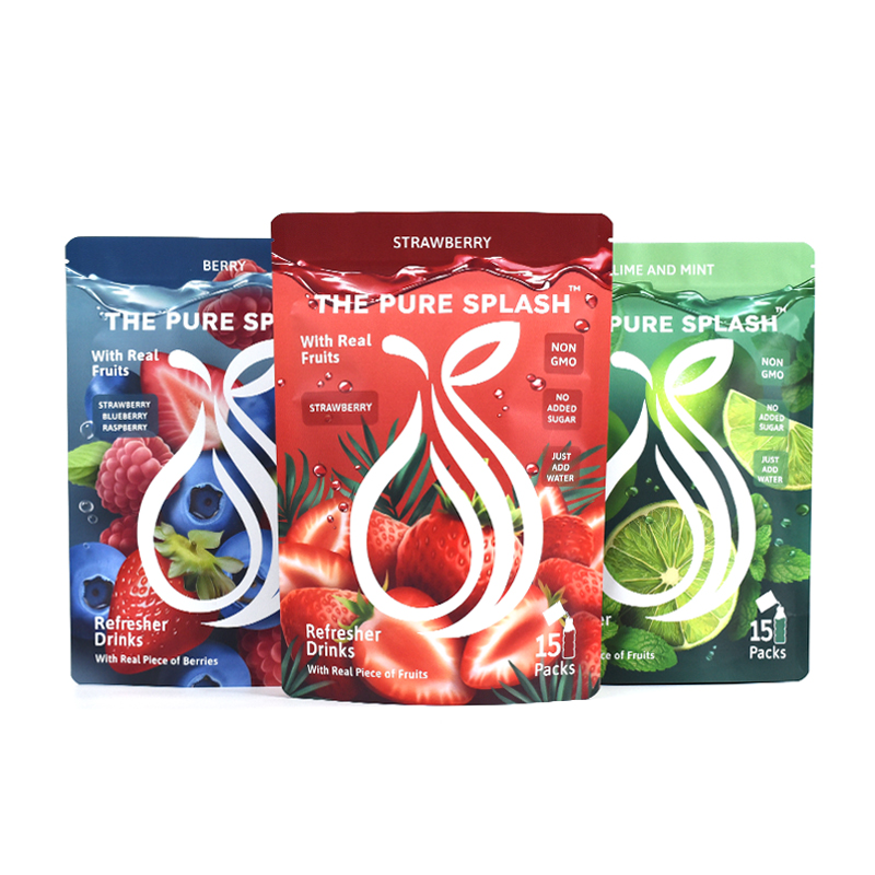 Customized Colorful Clear Printing Stand up Pouch for Fruit Flavor Drink Powder