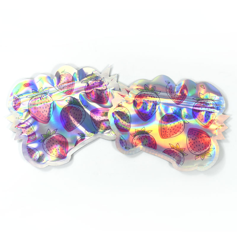 Customized Holographic Laser Die Cut Shaped Pouch with Reusable Zipper