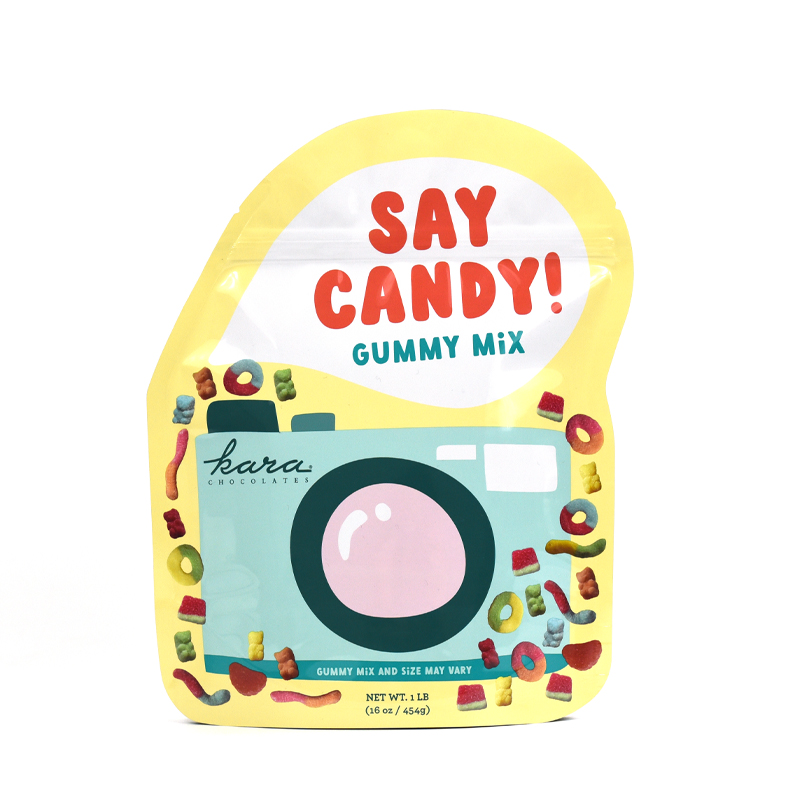 Custom Printed Glossy Aluminized Die Cut Stand up Pouch for Candy Mylar Bag