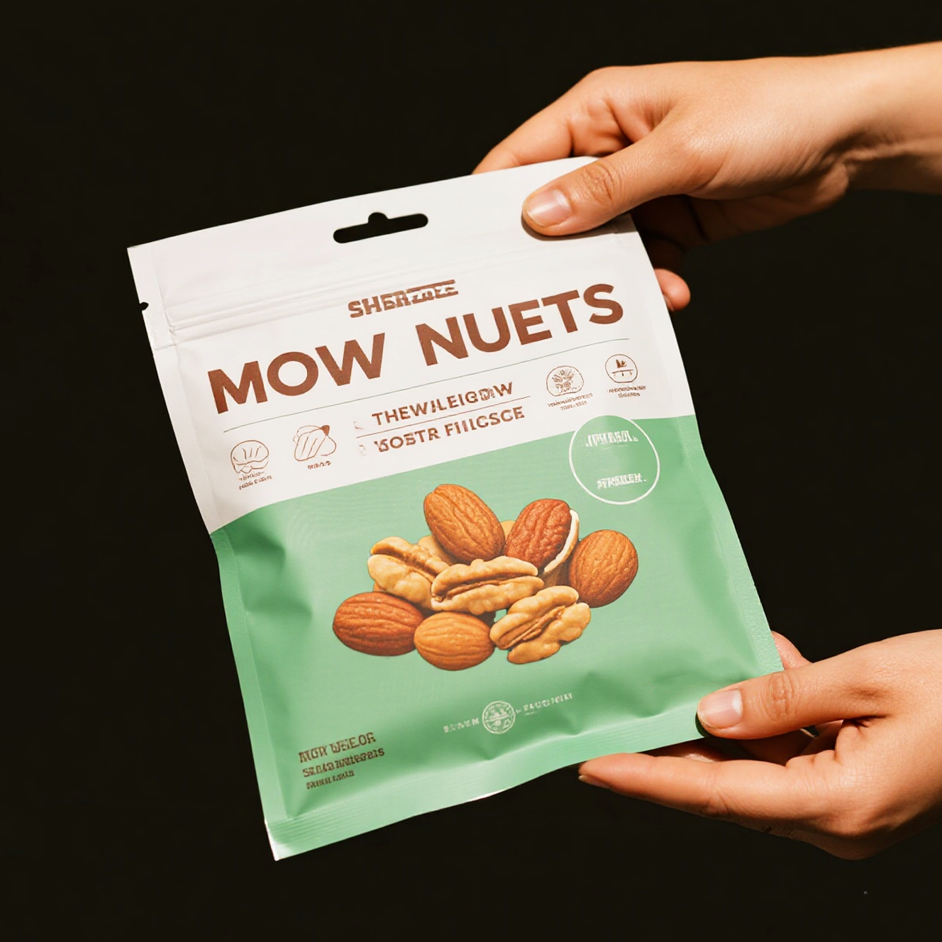 Customized Nuts Packaging Bag Flat Pouch with Euro Hole Resealable Zipper Mylar Bag - image 6