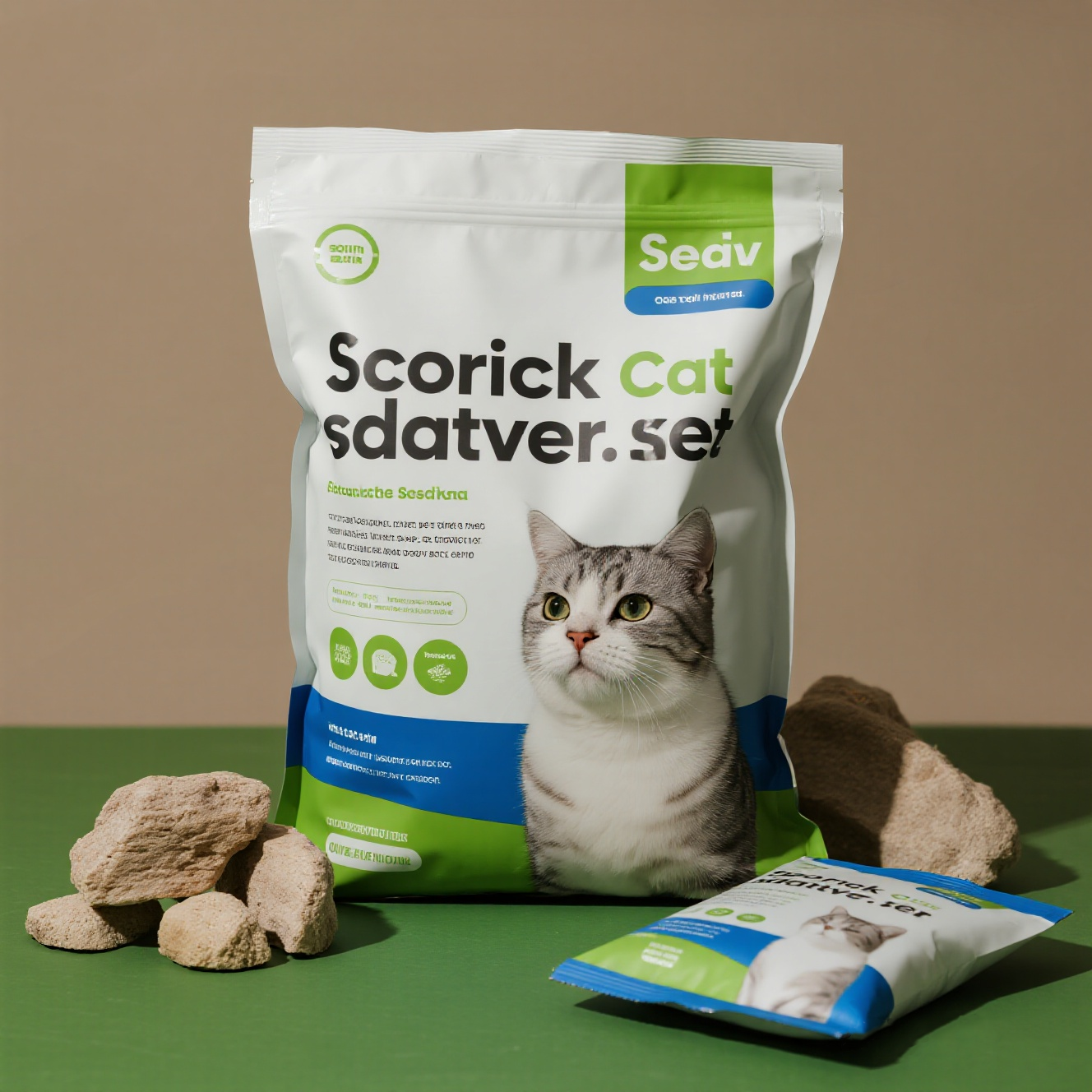 Customized Size Leakproof Large Flat Pouch with Handle Hole for Cat Litter