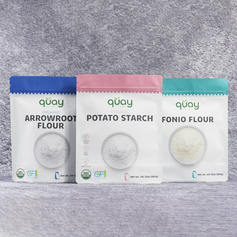 Customized High Quality Soft Touch Material Stand up Pouch Plow Bottom for Flour