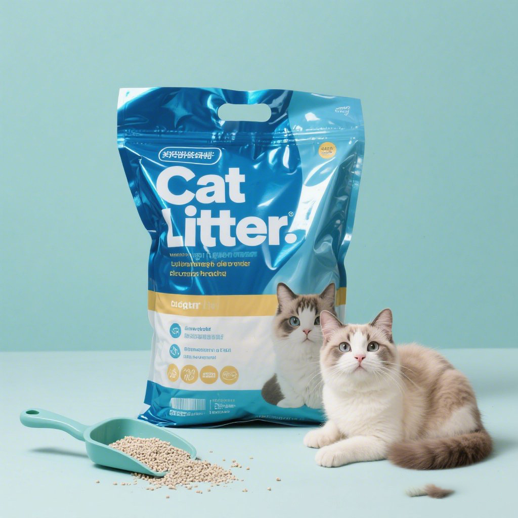 Customized Logo Printng Large Capacity Flat Pouch with Handle for Cat Litter - image 3