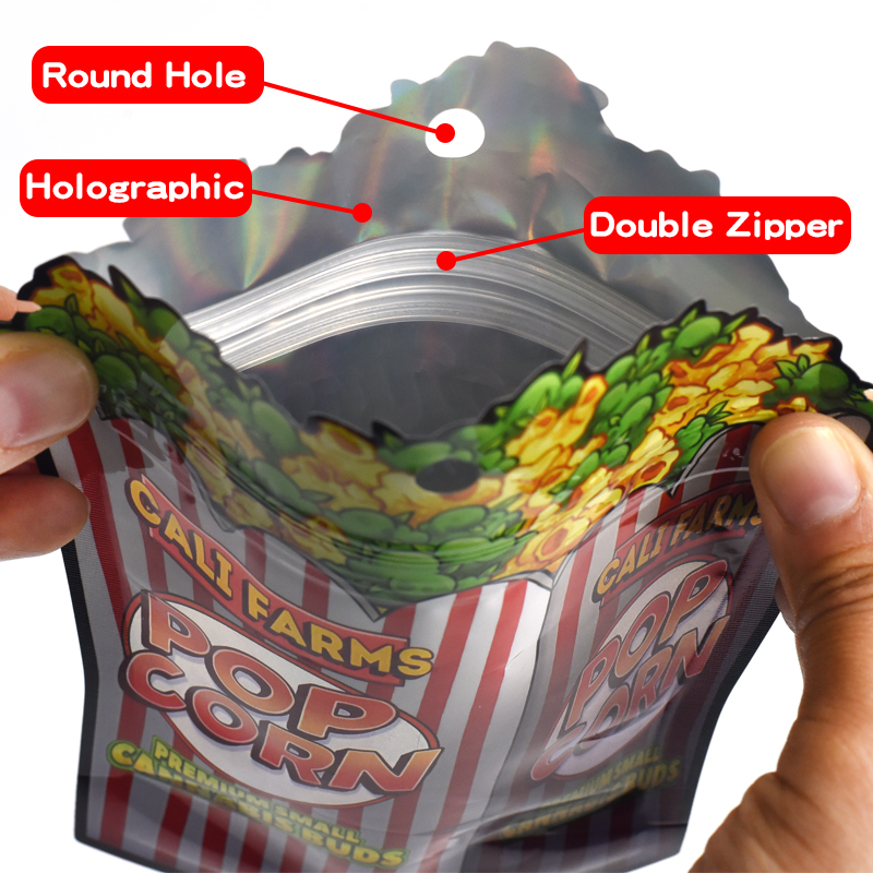 Customized Popcorn Special Shaped Pouch Bag with Double Zipper for Cannabias Buds - image 5