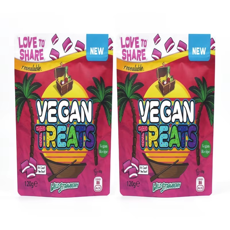 Custom Printed Resealable Stand up Pouch for 120G Vegan Treat Mylar Bag - image 2