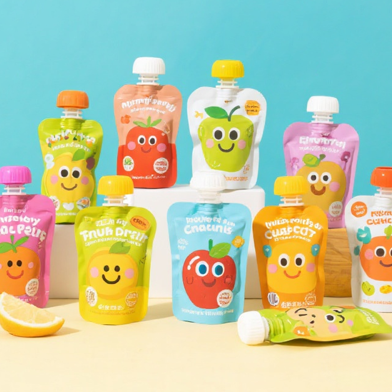 Customized Colorful Baby Food Juice Spout Pouch Bag Stand up Drink Pouch with Spout