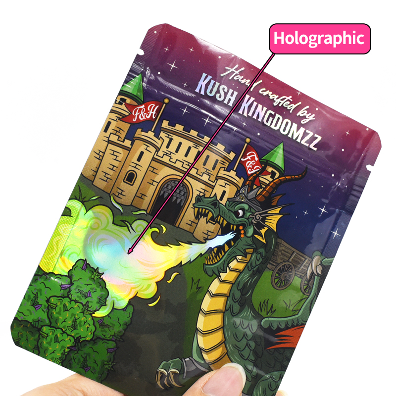 Customized Holographic Stand up Pouch with Ziplock - image 2