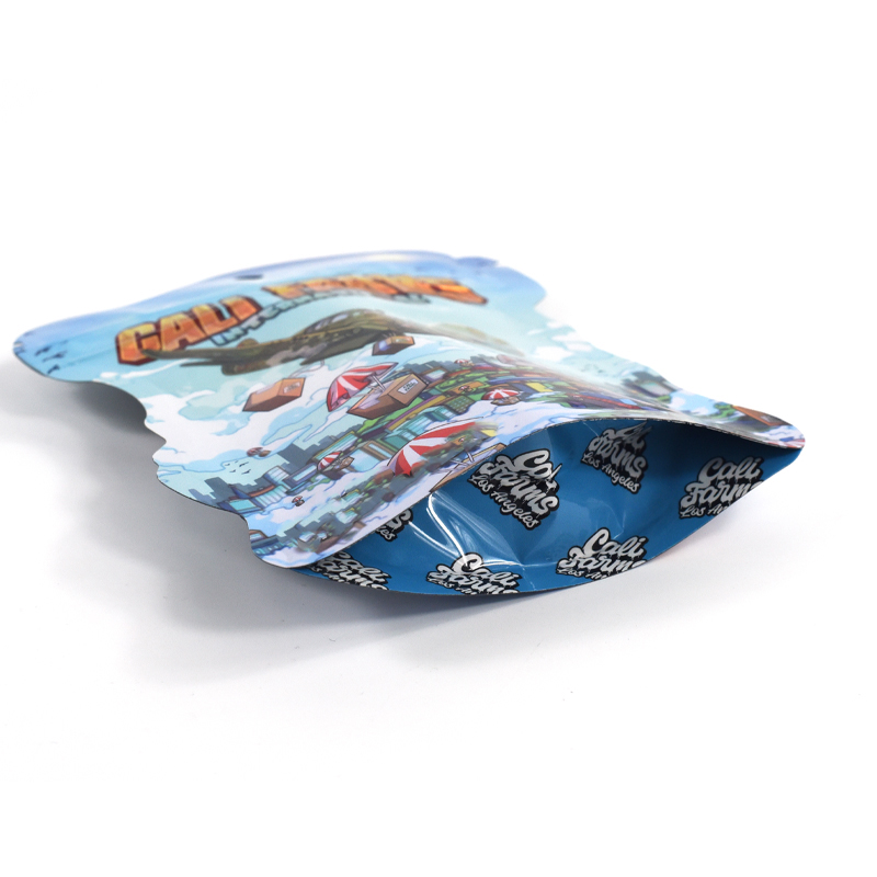 Customized Holographic Die Cut Shaped Stand up Pouch with Double Zipper for Weed - image 6