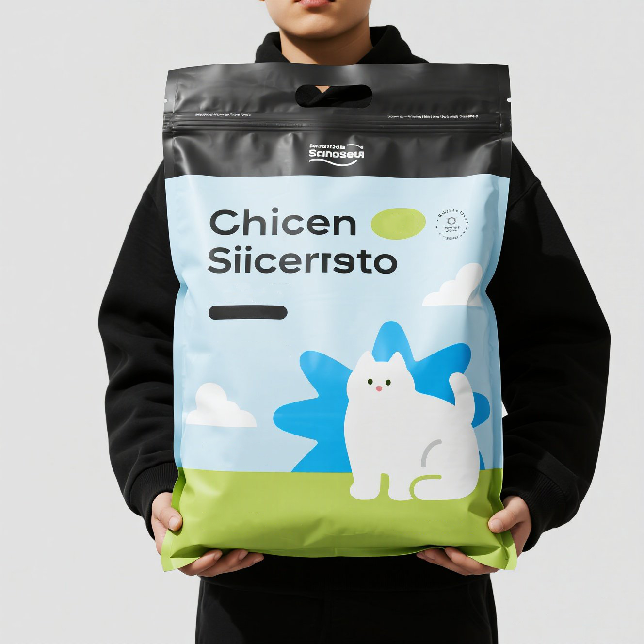 Customized Size Leakproof Large Flat Pouch with Handle Hole for Cat Litter - image 6