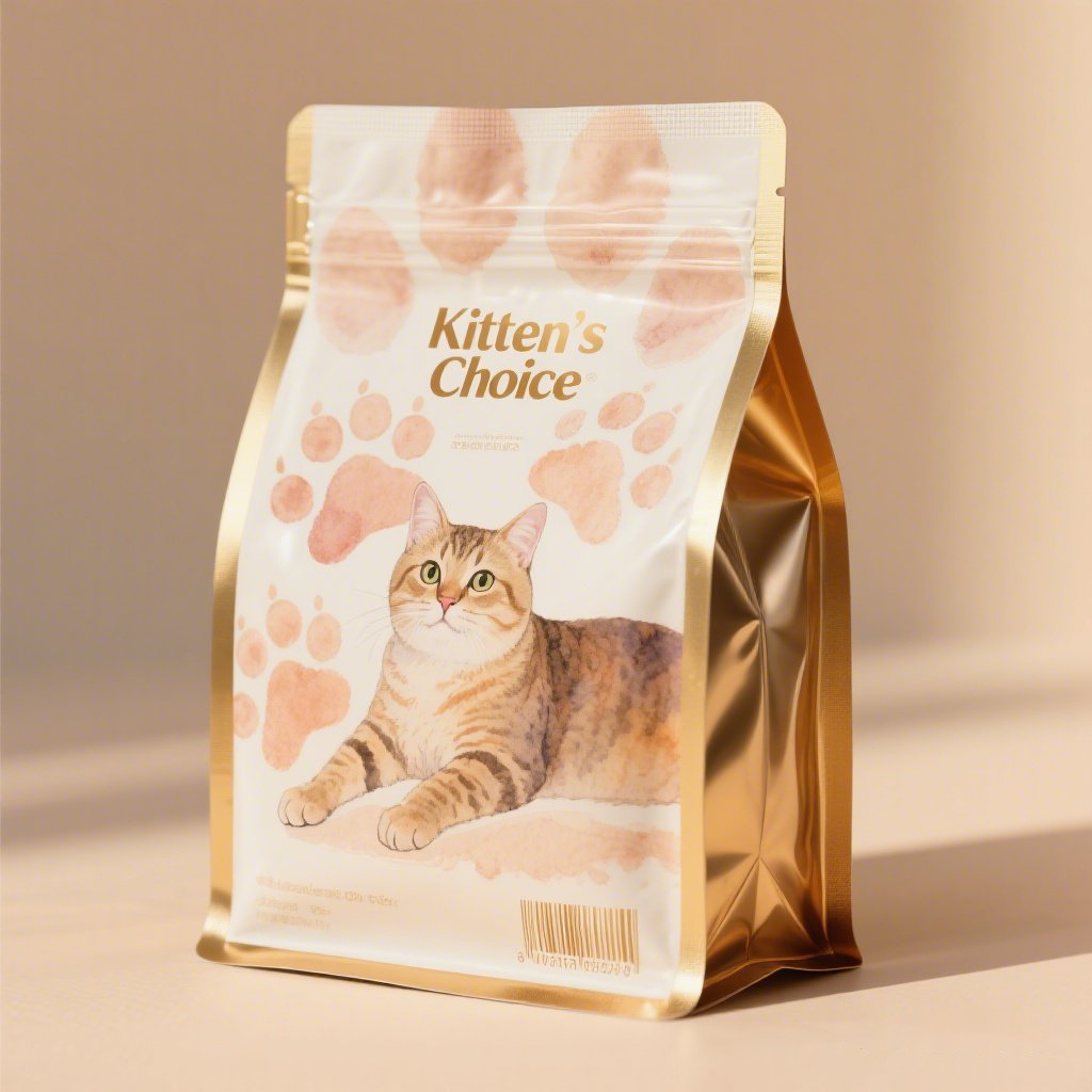 Customized Glossy Shiny Finish Full Color Printing Flat Bottom Pouch for Cat Food Cat Feed - image 3