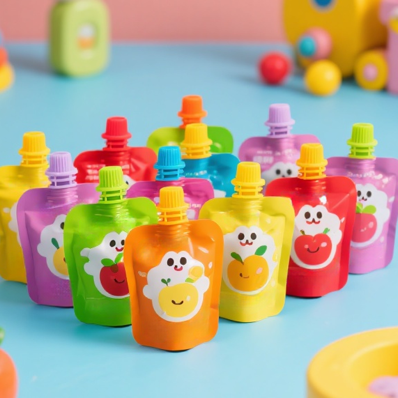 Customized Colorful Baby Food Juice Spout Pouch Bag Stand up Drink Pouch with Spout - image 2