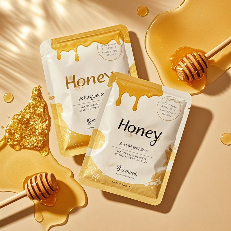 Custom Printed Golden Three Side Seal Without Zipper for Honey Essential Oil - image 6