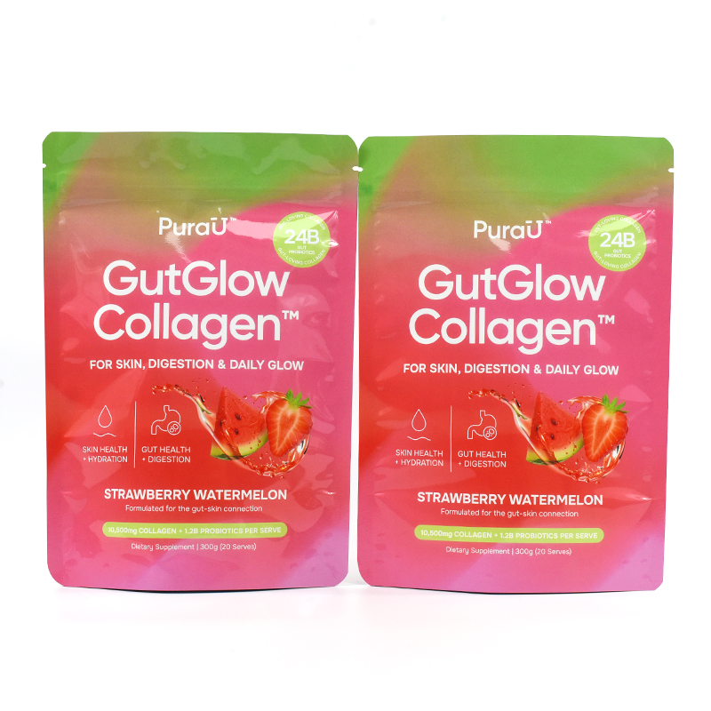 Customized Pink Glossy Finish Stand up Pouch with Strong Sealing Zipper for Supplement - image 2
