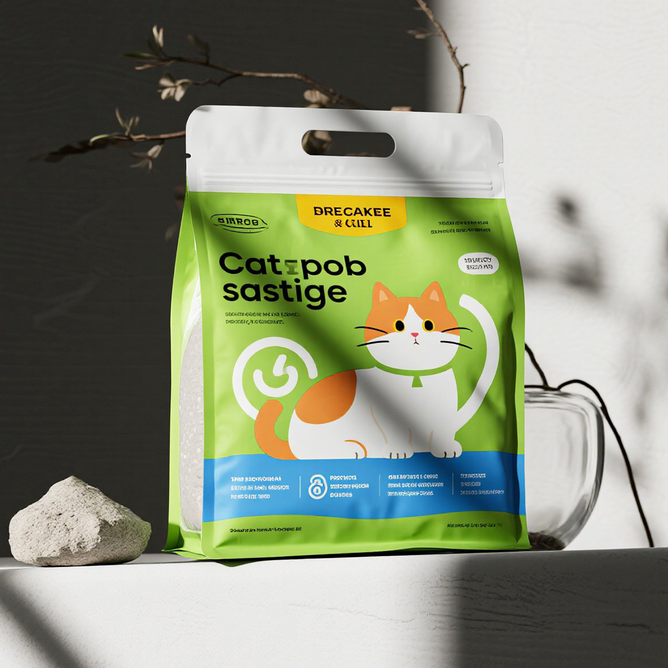 Customized Heavy Duty Flat Bottom Pouch with Hand Length Handle for Cat Litter - image 3