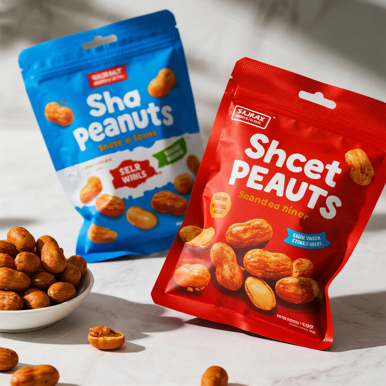 Customized Nuts Packaging Bag Flat Pouch with Euro Hole Resealable Zipper Mylar Bag