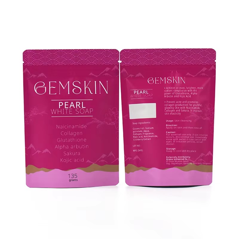 Customized Durable Stand up Pouch with Resealable Zipper for 135gram White Soap - image 4