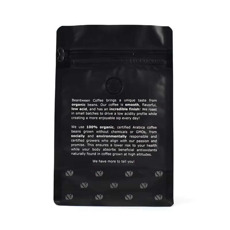Custom Matte Finish Flat Bottom Pouch with Air Valve T-zipper for Coffee Beans - image 3