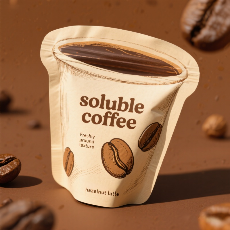 Customized Zipper Top Brown Kraft Paper Die Cut Shaped Pouch for Soluble Coffee - image 3