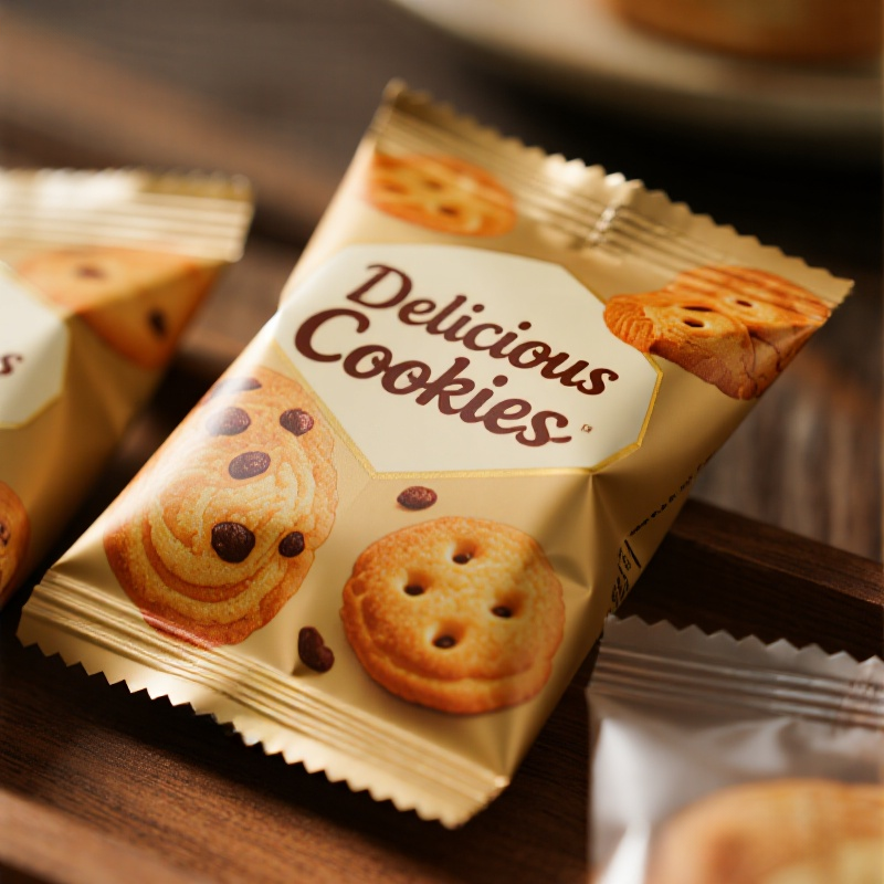 Customized Golden Glossy Finish Back Side Seal Bag for Delicious Cookies Mylar Bag - image 4