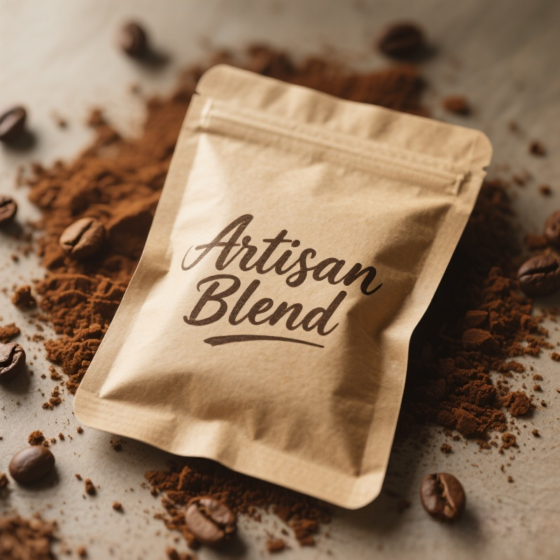 Customized Eco-friendly Kraft Paper Flat Pouch with Reusable Zipper for Coffee - image 3