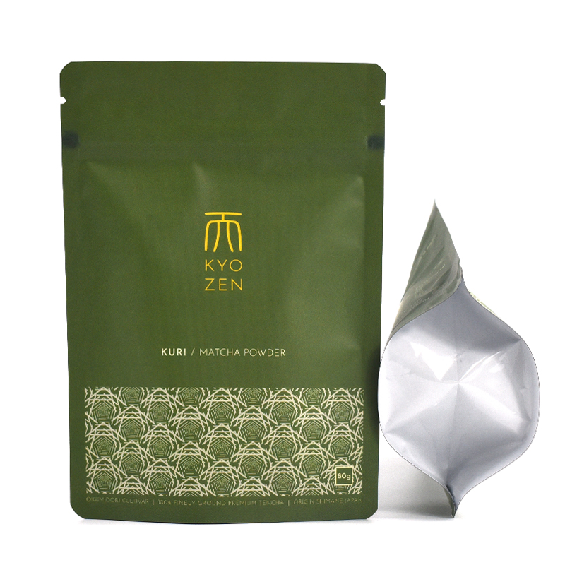 Customized Simple Design Green Printing Stand up Pouch for Matcha Powder - image 4