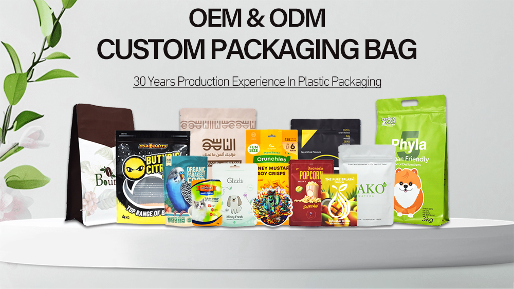 Customized Different Bag Type and Size Plastic Packaging Bag for Pet Treats