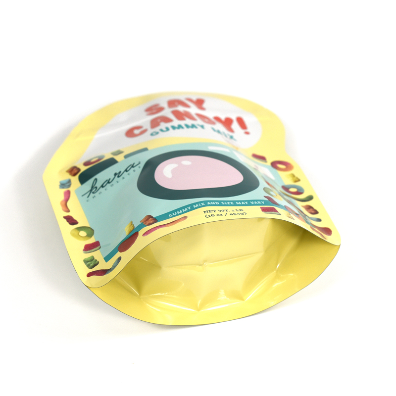 Custom Printed Glossy Aluminized Die Cut Stand up Pouch for Candy Mylar Bag - image 4