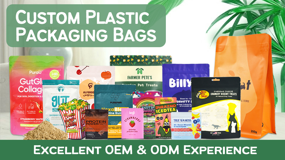 Custom Plastic Packaging Bags with Child-proof Zippers