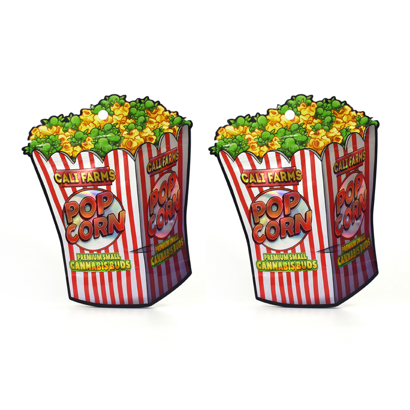 Customized Popcorn Special Shaped Pouch Bag with Double Zipper for Cannabias Buds - image 2