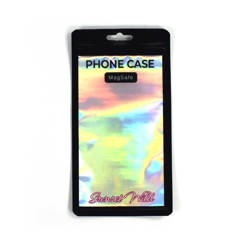 Customized Durable Resealable Holographic Laser Flat Pouch for Phone Case Mylar Bag - image 2