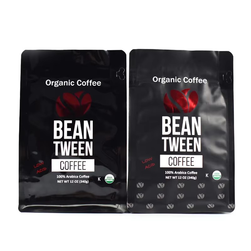 Custom Matte Finish Flat Bottom Pouch with Air Valve T-zipper for Coffee Beans - image 2