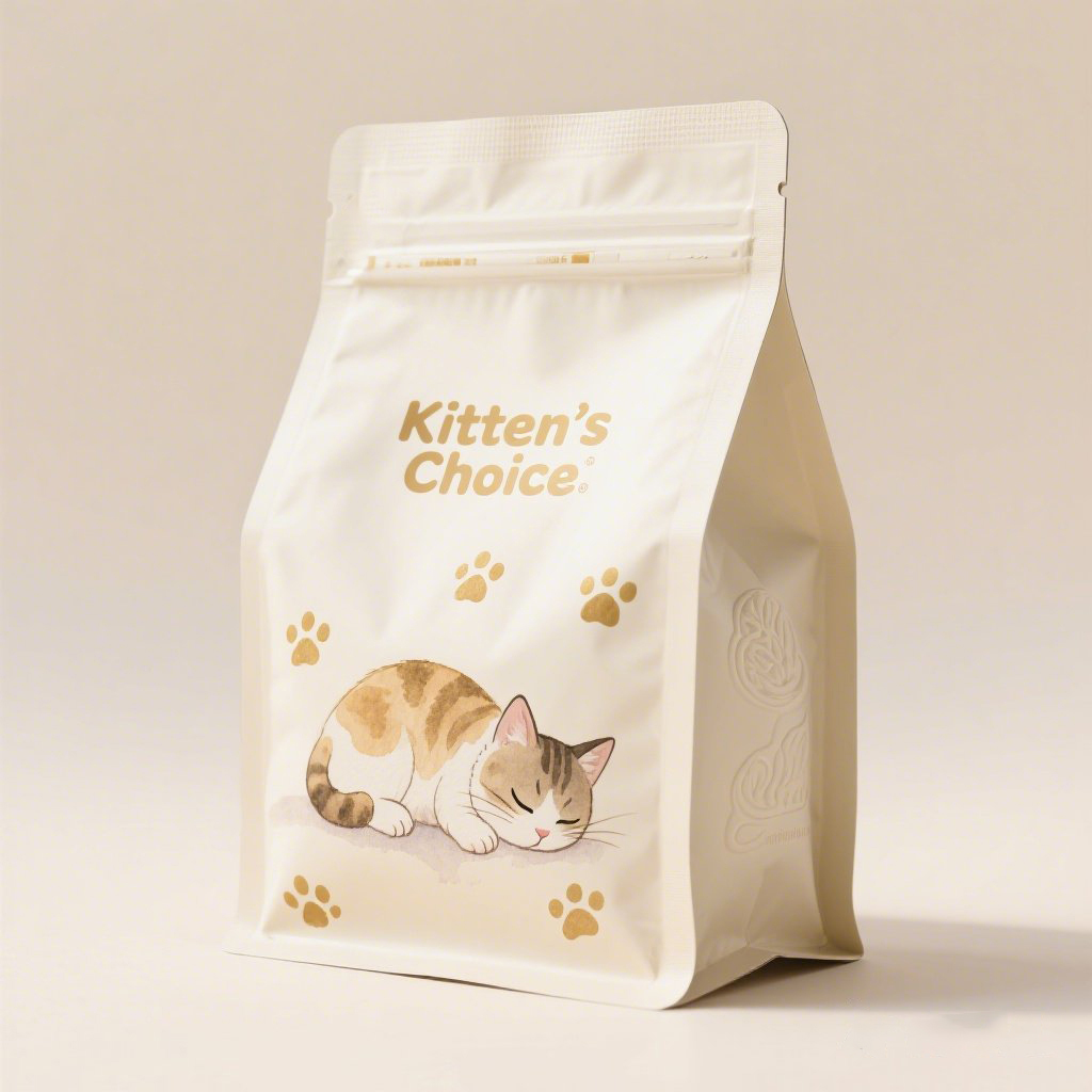 Customized Glossy Shiny Finish Full Color Printing Flat Bottom Pouch for Cat Food Cat Feed - image 7