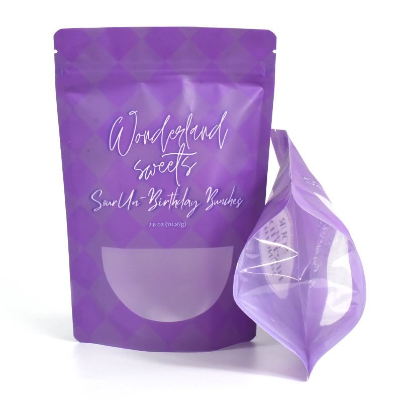 Customized Matte Finish Stand up Pouch with Clear Transparent Bottom for Sweet Candy - image 3