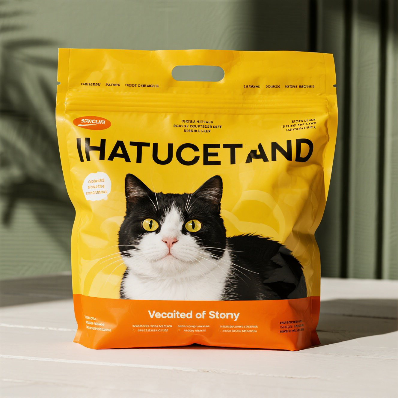 Customized Size Leakproof Large Flat Pouch with Handle Hole for Cat Litter - image 5