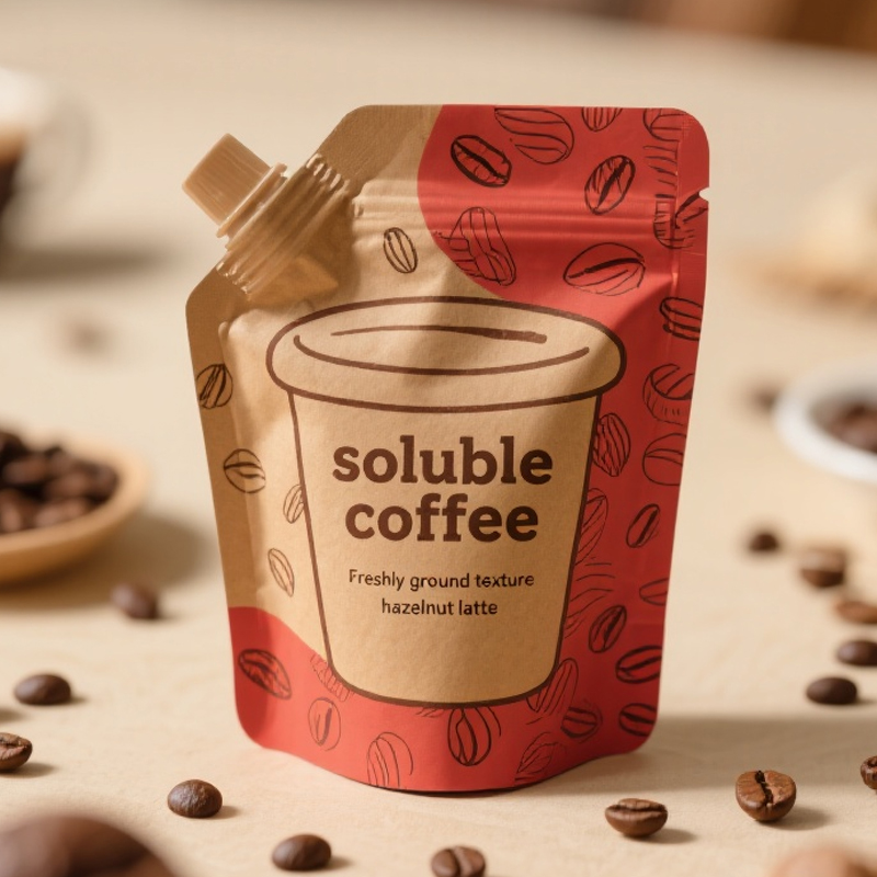 2025 Hot Sale Eco-firendly Kraft Paper Spout Pouch for LIquid Coffee - image 2