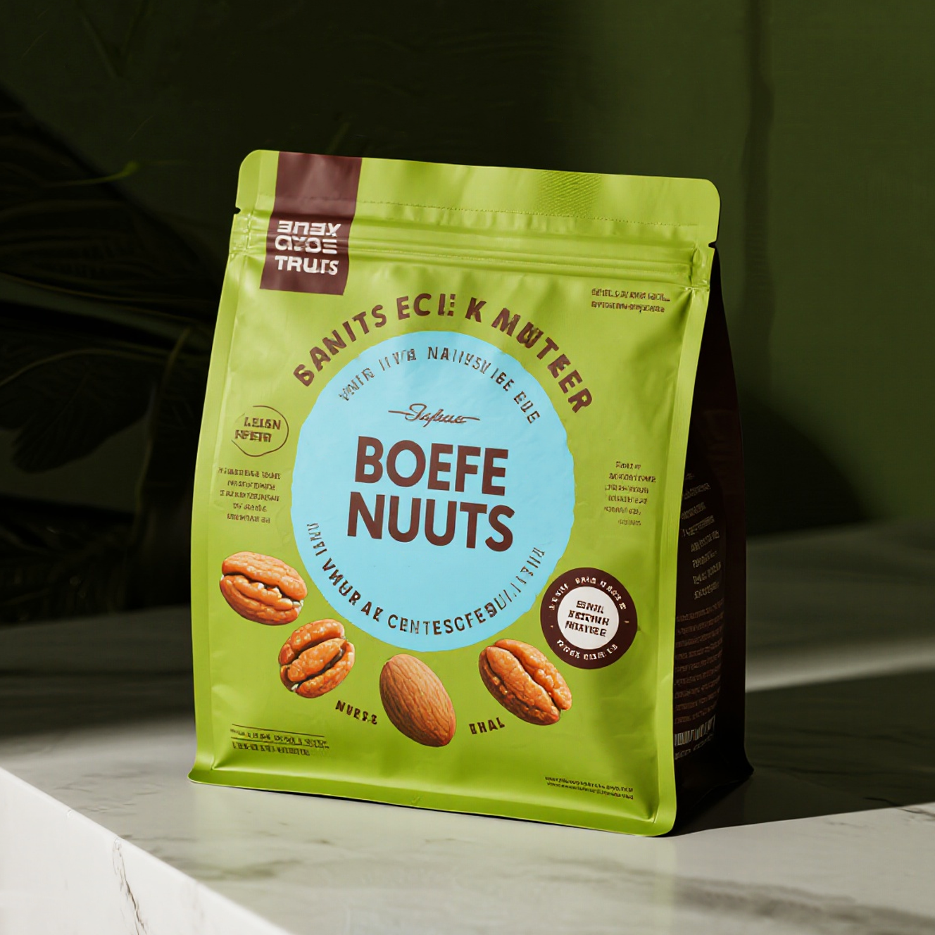 Custom Printed Eight Side Seal Ziplock Pouch Flat Bottom Bag for Nuts Snack