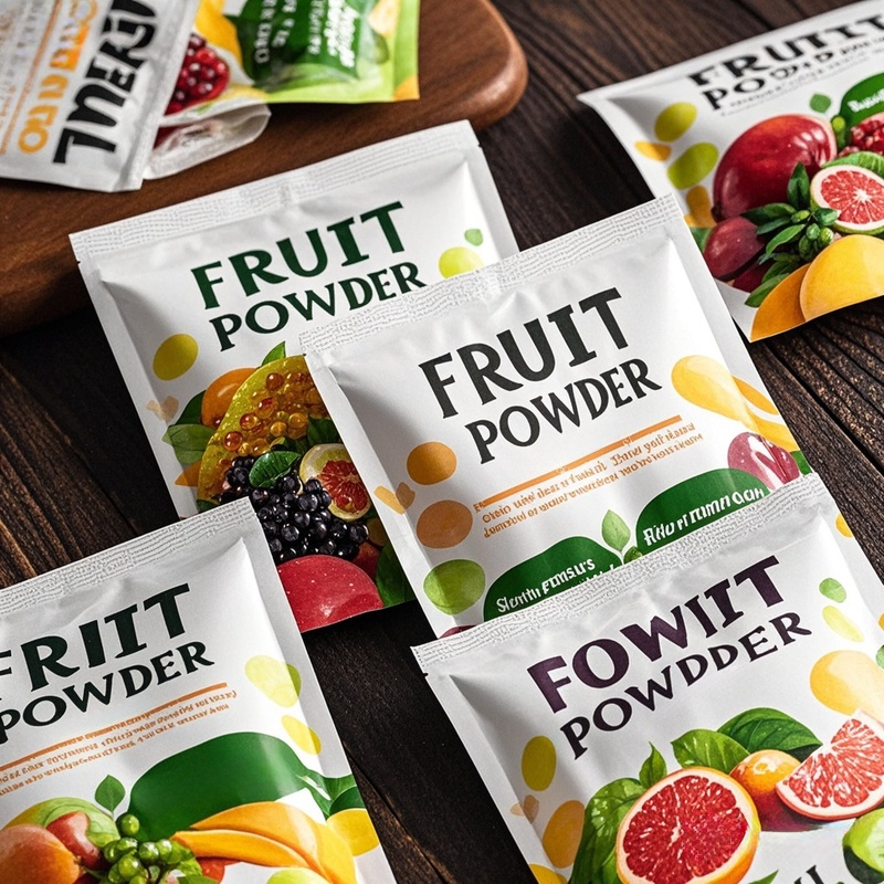 Customized Vibrant Printing Three Side Seal Flat Pouch for Organic Fruit Powder