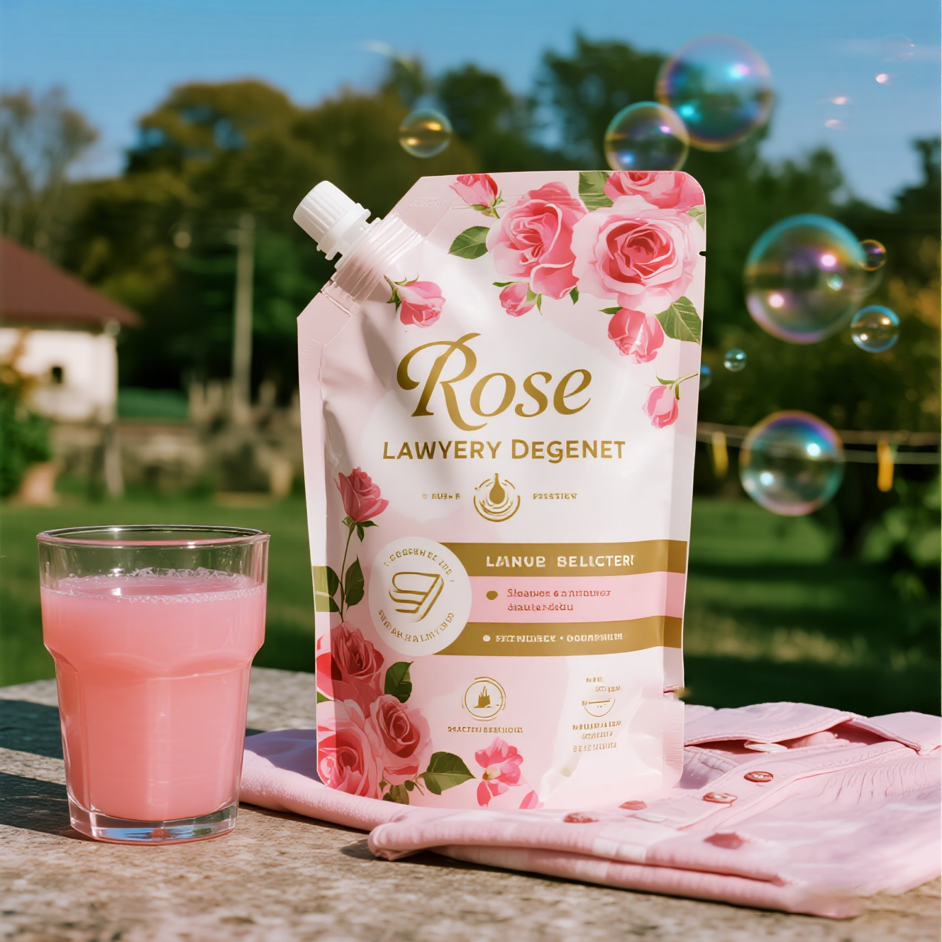 Customized Waterproof Spout Pouch for Rose Laundry Detergent Washing Liquid - image 6