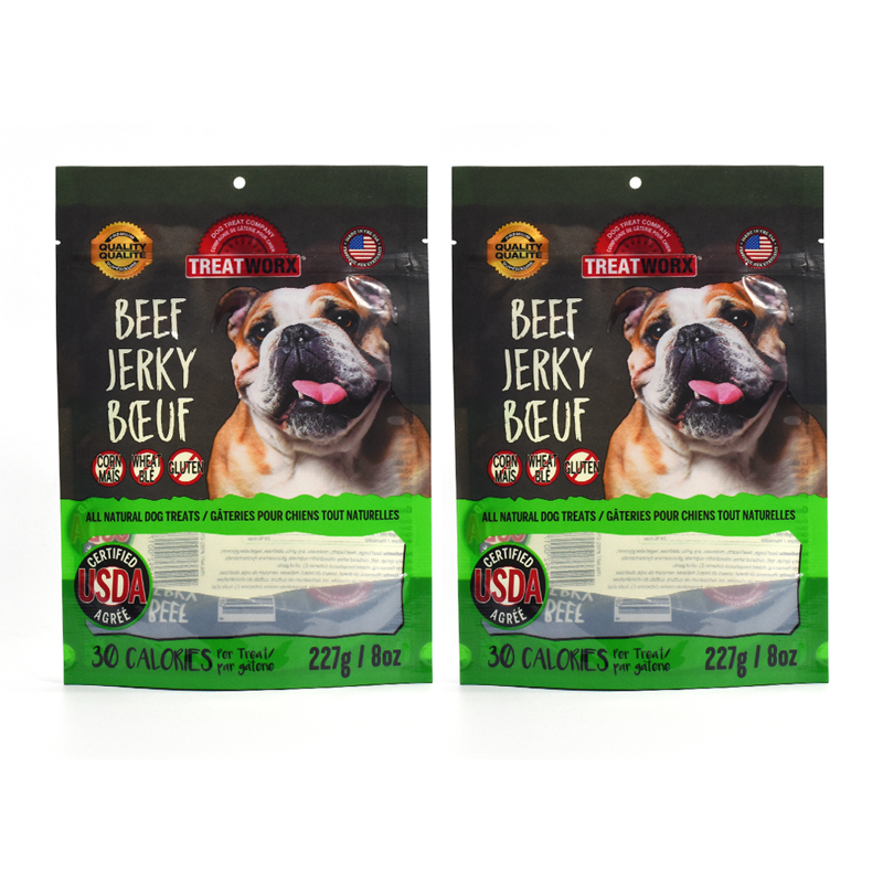 Customized UV Effect Stand up Pouch with Clear Window for Pet Dog Food Beef Jerky - image 2
