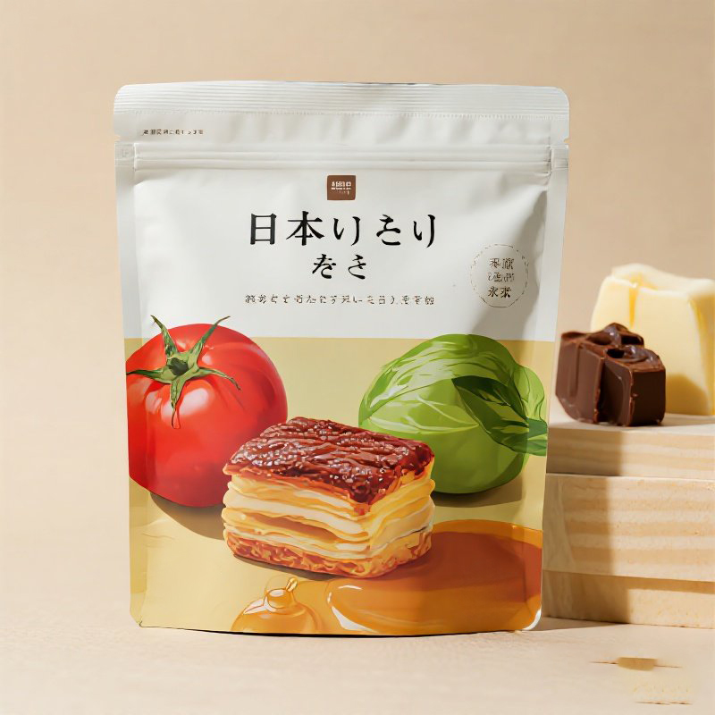 Customized Japanese Brand Stand up Ziplock Pouch for Snack Cake Mylar Bag - image 2
